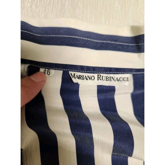 Vtg Mariano Rubinacci Women's Striped Silk Blazer Ivory & Blue Size IT 46 US 10 - Picture 5 of 7
